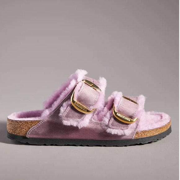 Birkenstock Pink and Gold Cozy Slippers - Picture 1 of 8